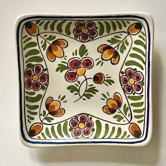 Vintage DP Delft Handpainted Floral 4” Tidbit Tray - Picture 6 of 15